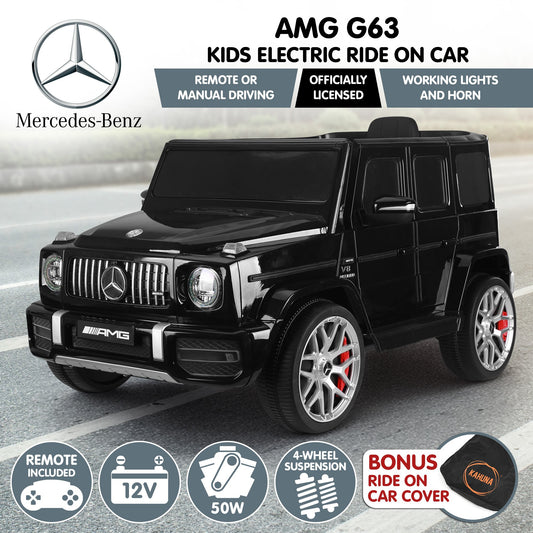 Kahuna Mercedes Benz AMG Licensed G63 Kids Electric Ride On Car Remote Control Dual 25W Motors Music Player V240-CAR-G63-S306-BK
