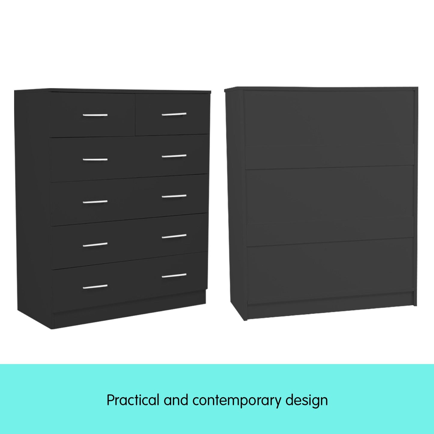 Sarantino Tallboy Dresser 6 Chest Of Drawers Table Cabinet Bedroom Storage Black V240-CBT-085-040-105-BK