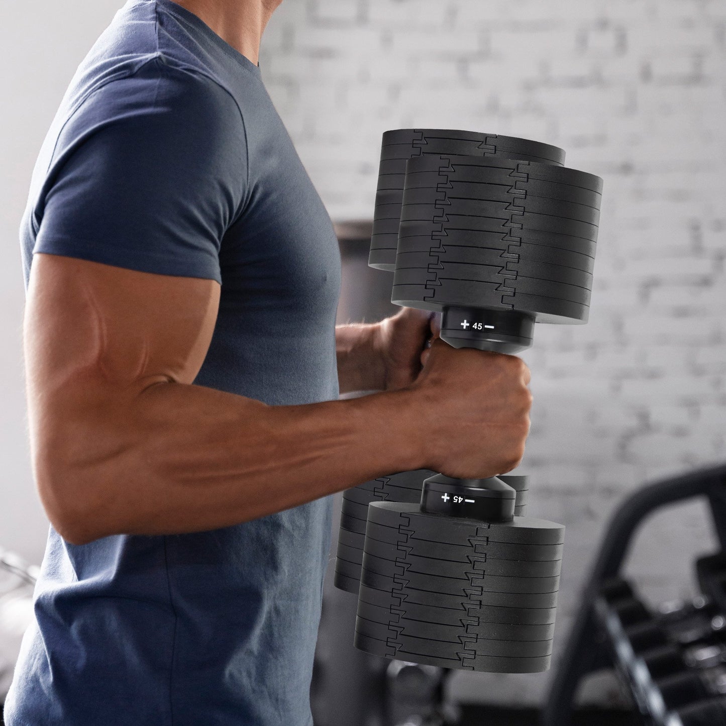 Powertrain Eon 45kg Adjustable Dumbbell Home Gym 9 Strength Training Safety Lock System For Building & V240-DMB-B14-045-1