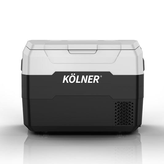 Kolner 40l Fridge Freezer Cooler 12/24/240v Camping Portable Esky Refrigerator With Trolley - Black V240-FDG-YGE-40L-TR