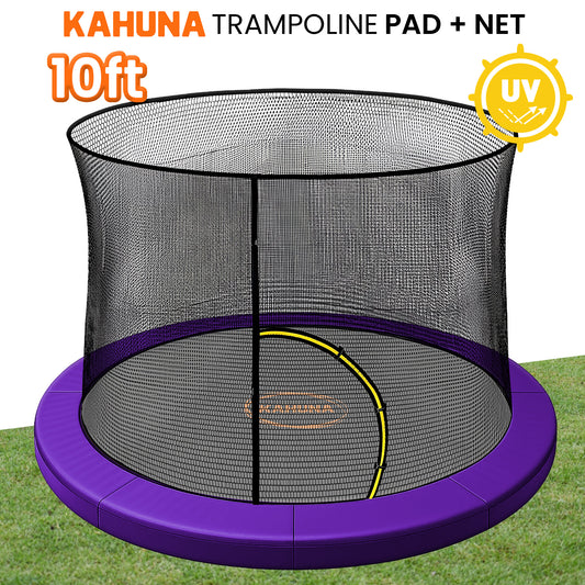 Kahuna 10ft Trampoline Pad and Net - Purple V240-KAH-PDNET-10-PU