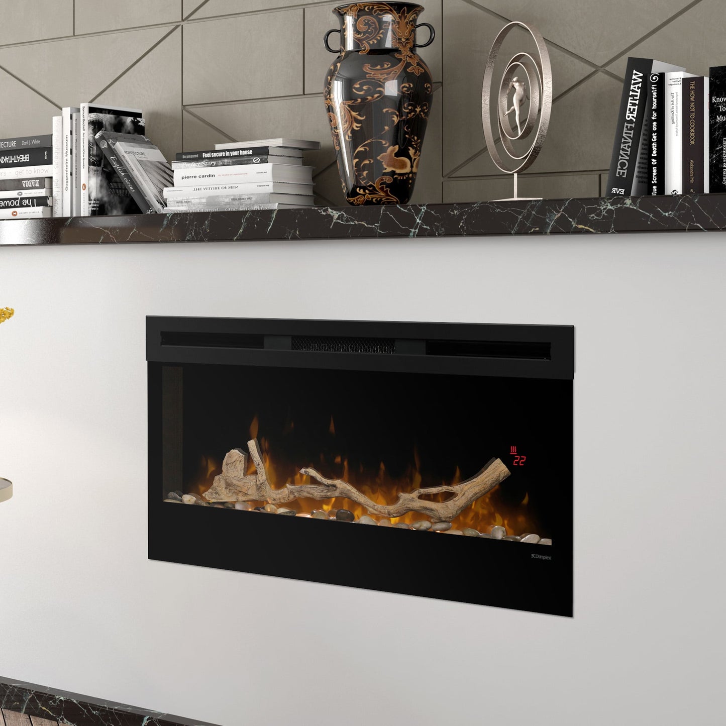 Dimplex 34-inch Linear Fireplace Driftwood and River Rock Accessory Package V240-LF34DWS-KIT