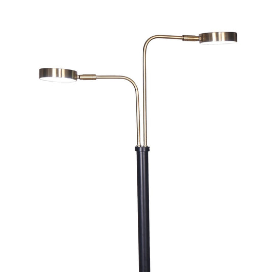 Sarantino LED Metal Floor Lamp with 2 Lights in Brushed Gold and Black Finish V240-LMP-MLM-ML82618