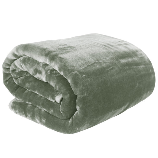 Laura Hill 800-GSM Mink Blanket Queen Size Double-Sided Soft Plush Bed Faux Throw Rug 220 X 240cm Heavy Sage V240-MNKHV-SG