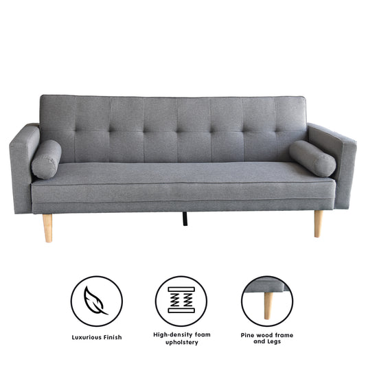 Sarantino Madison Sofa Bed Lounge Couch Futon Furniture Home Light Grey Linen Suite V240-SOFA-6101-LNN-LGR