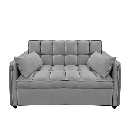 Sarantino Quincy 2-Seater Velvet Sofa Bed in Dark Grey with Wooden Frame and Tufted Design V240-SOFA-7006-VEL-DGY