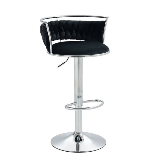 SERENITa Silver Swivel Upholstered Velvet Adjustable Height Counter Stool with Metal Frame Black (Set of 2) V255-GP2311R-BLACK