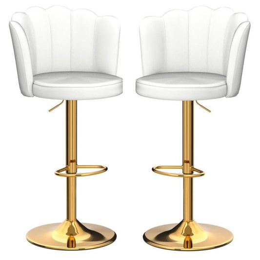 SERENITa Swivel Bar Stools Bar Height Set of 2 Adjustable Upholstered Counter Barstool Velvet Bar Chairs with V255-SP2311-WHITE
