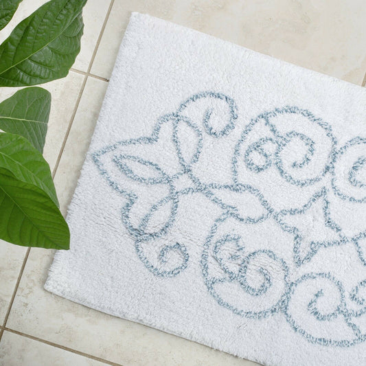 Cotton Medallion Tufted Non Slip Jacquard Bath mat V262-CI-STK-001M