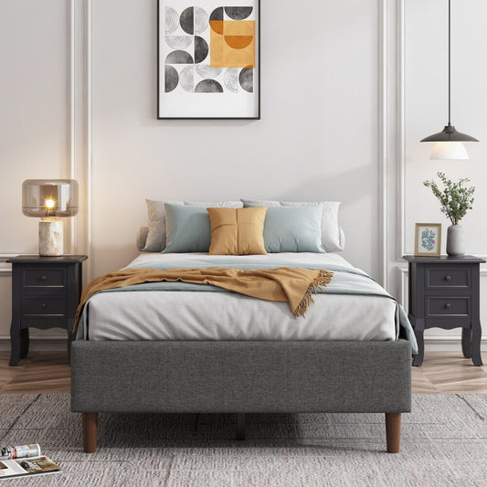 Bed Frame Mattress Foundation (Dark Grey) - Single V264-BFS-206F-DGR-SL-1