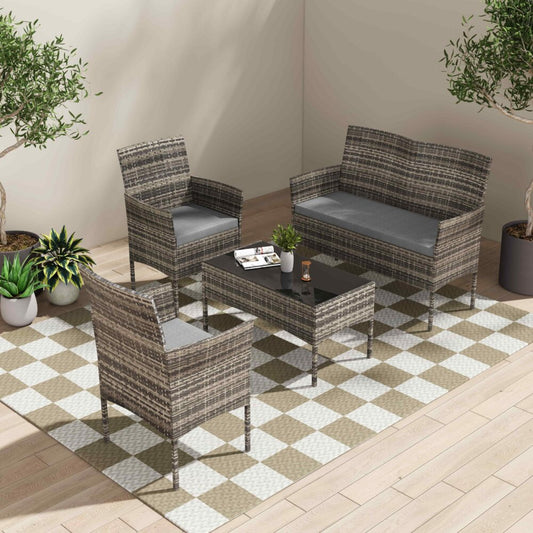 4 Seater Wicker Outdoor Lounge Set – Mixed Grey V264-OTF-529S-LGR