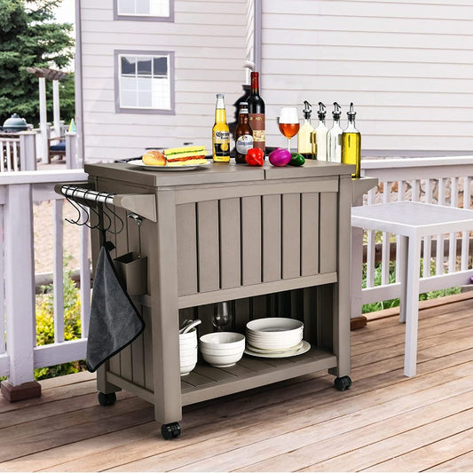 Garden Bar Serving Cart with Cooler (Taupe) V264-OTF-539PP-LGR-NA-1