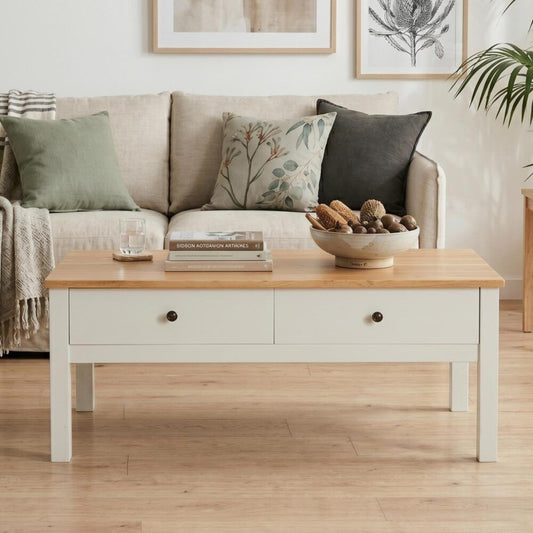 Sleek Natural Wood Rectangle Coffee Table V264-TAB-722C-WHE-NA-1