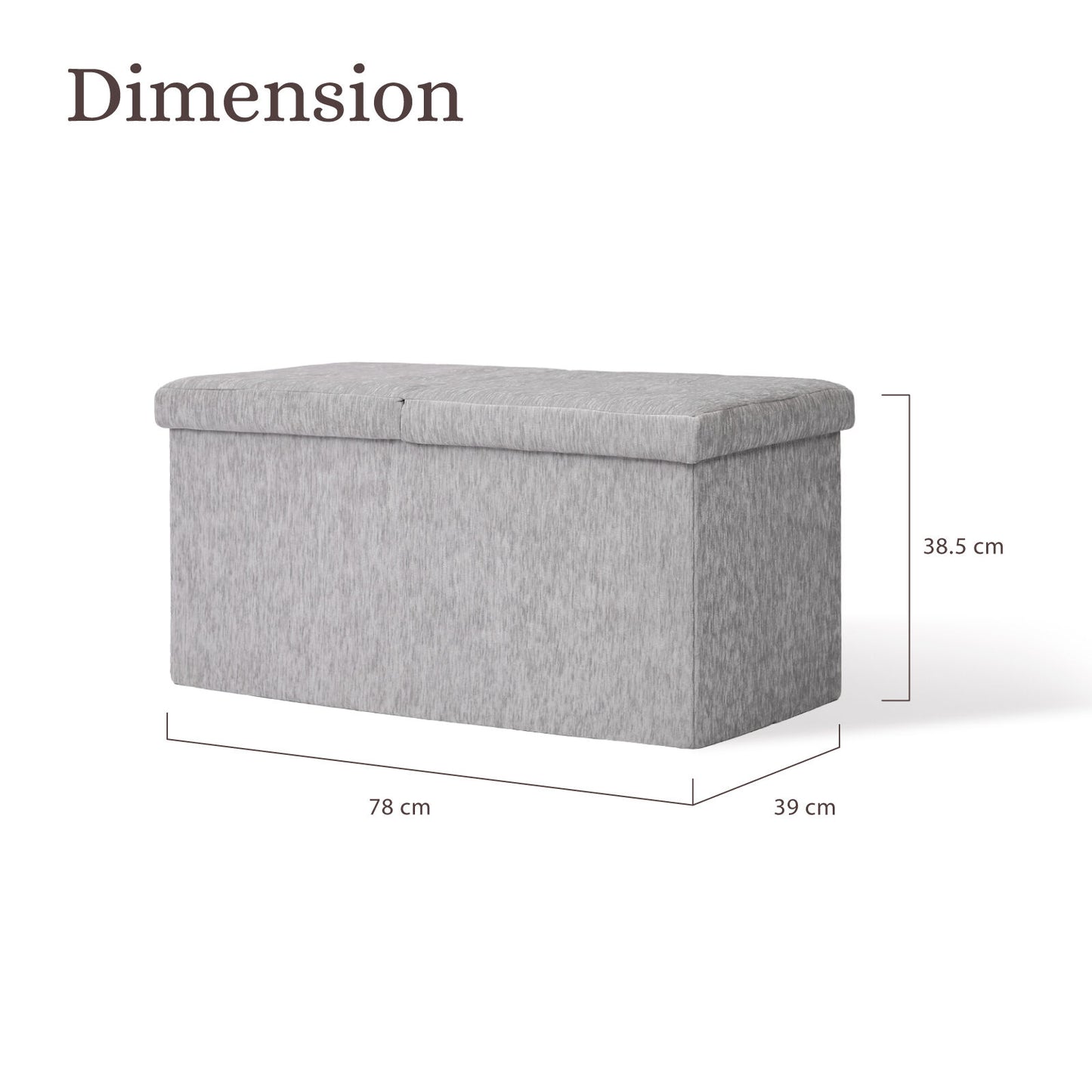 Foldable Storage Ottoman - Flip Lid Side Table Toy Blanket Organiser Seat KIRA GREY V274-FT-BL-231611BE-GY