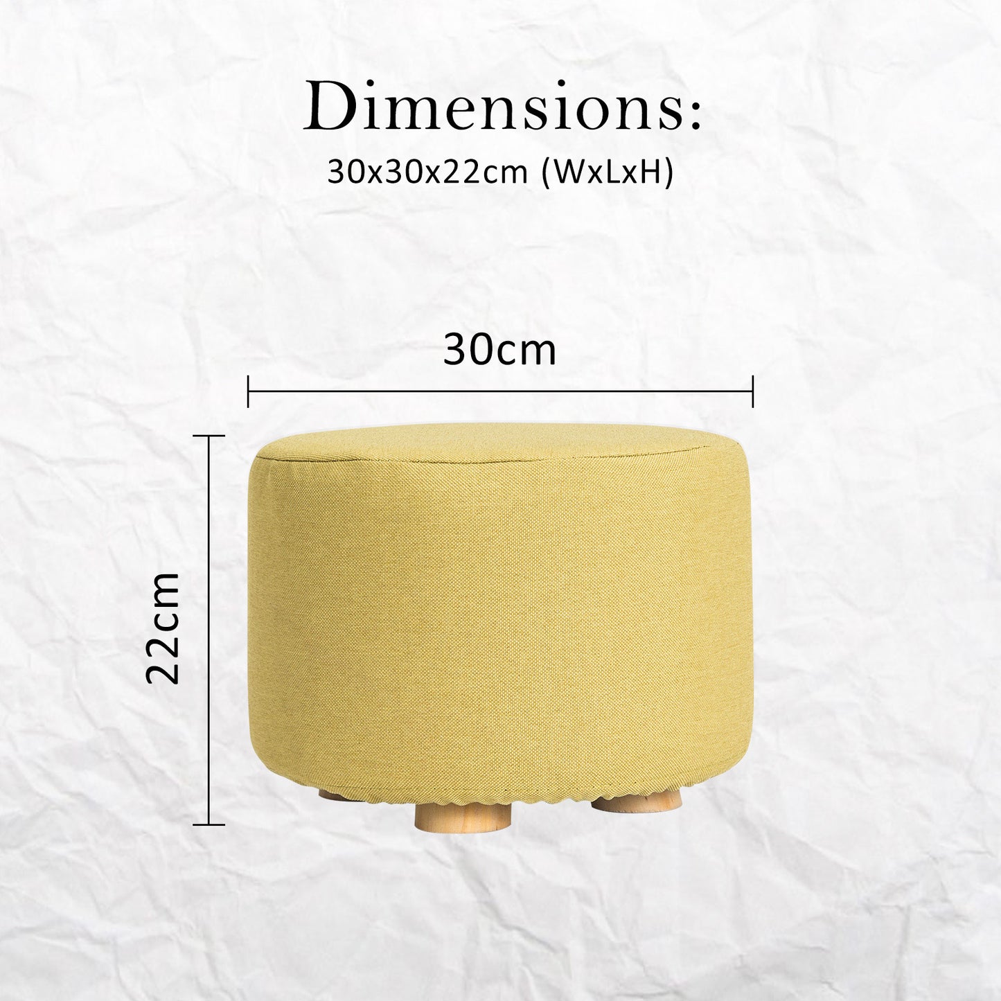 2X Fabric Ottoman Round Wooden Leg Foot Stool - Mustard Yellow V274-FT-GQST01-GN2