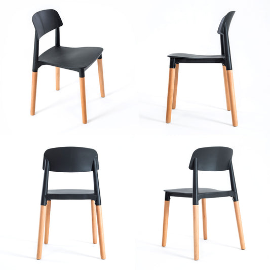 4X Retro Belloch Stackable Dining Cafe Chair BLACK V274-FT-J919-BK4