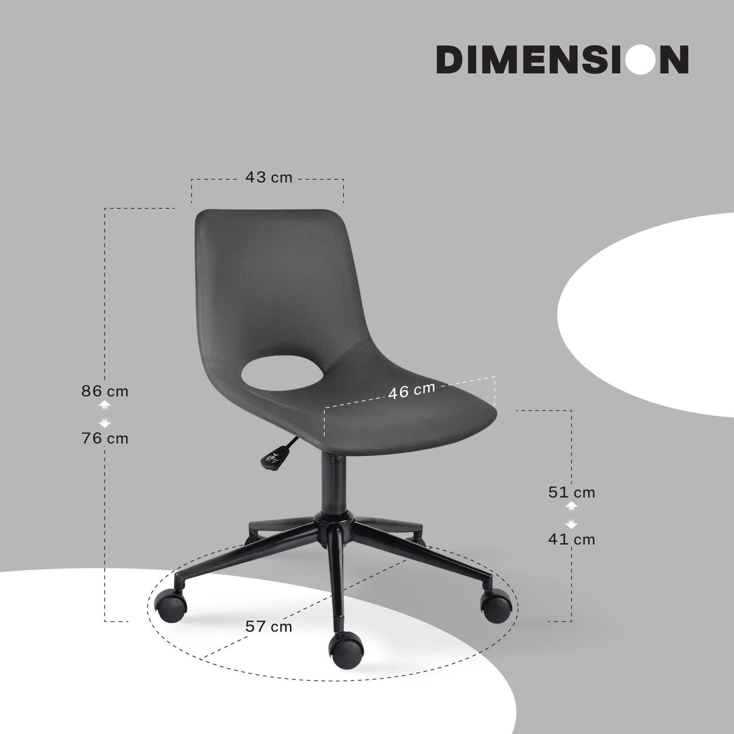 2 Set Office Desk Chair - PU Leather Home Swivel Chair Cut-Out Seat HALO GREY V274-FT-VOC-002BK-GY2