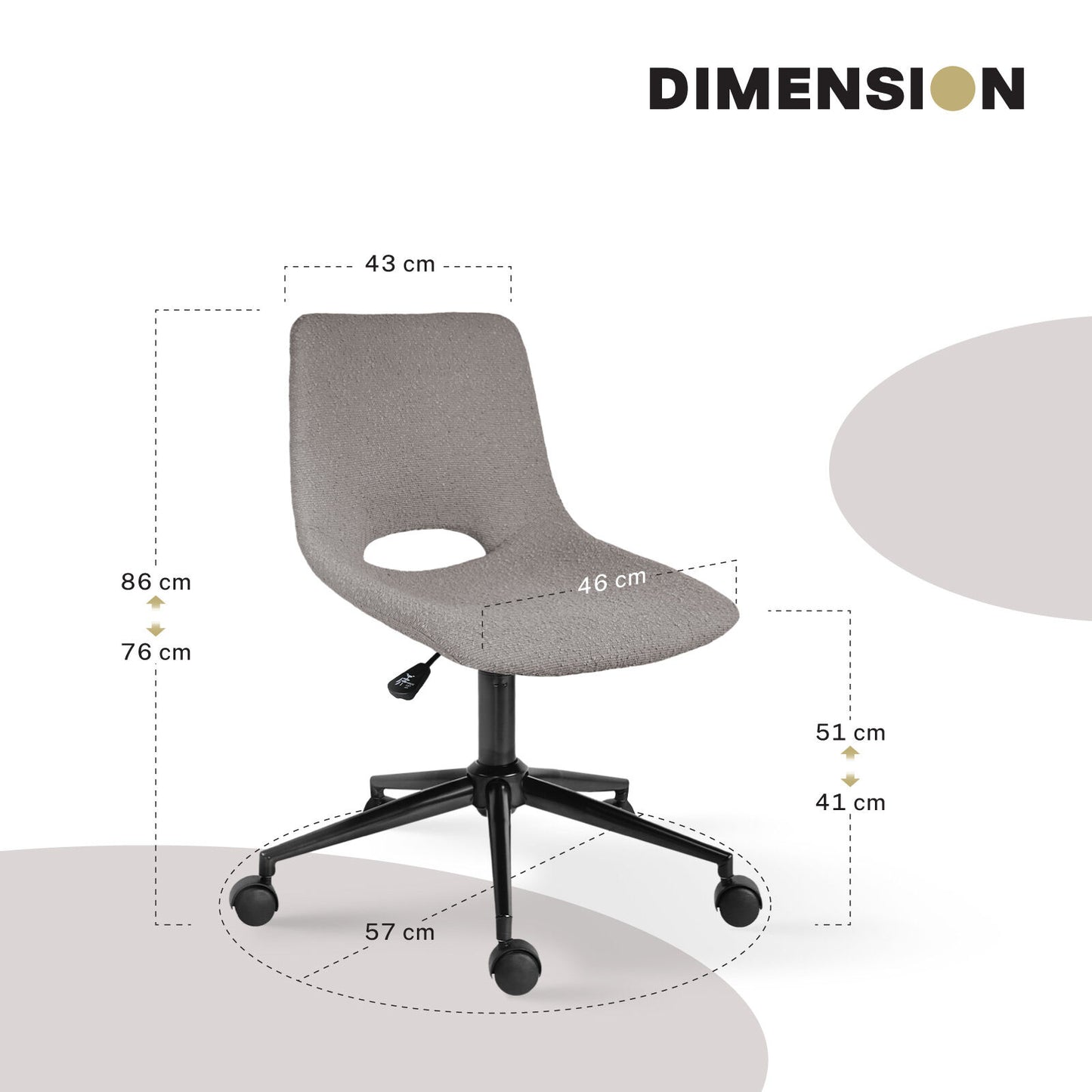 2 Set Office Desk Chair - Loop Yarn Fabric Home Swivel Chair Cut-Out Seat HALO GREY V274-FT-VOC-002BK-LGY2