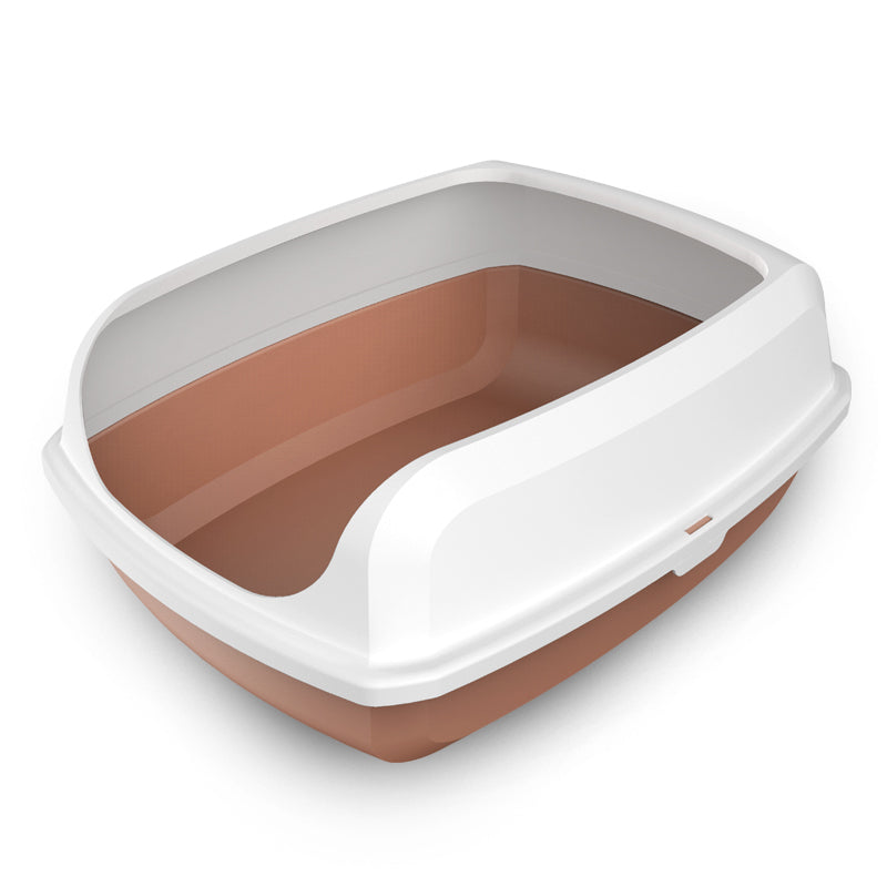 YES4PETS 2 x Large High Side Large Portable Open Cat Toilet Litter Box Tray House With Scoop Brown V278-2-X-MSP-B05-BROWN