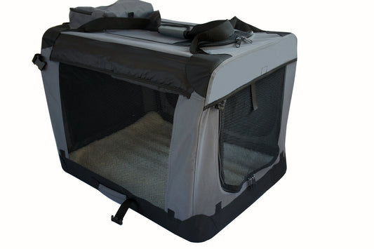 YES4PETS Medium Foldable Soft Dog Cat Puppy Rabbit Crate Bag With Curtain-Grey V278-SC6042-M_GREY