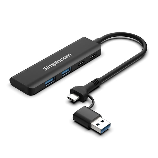 Simplecom CH385 SuperSpeed USB-A and USB-C 4-Port Combo Hub USB 3.2 Gen 1 (2x USB-A and 2x USB-C Ports) V28-CH385