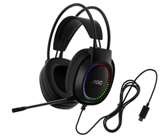 AOC ACG2500BK Wired RGB USB Gaming Stereo Headset 2M Cable Black V28-ELEAOCACG2500BK