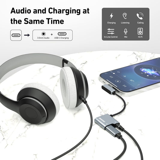 BENFEI USB C to Audio Jack Adapter with 60W Fast Charging V28-ELEBEN361GY