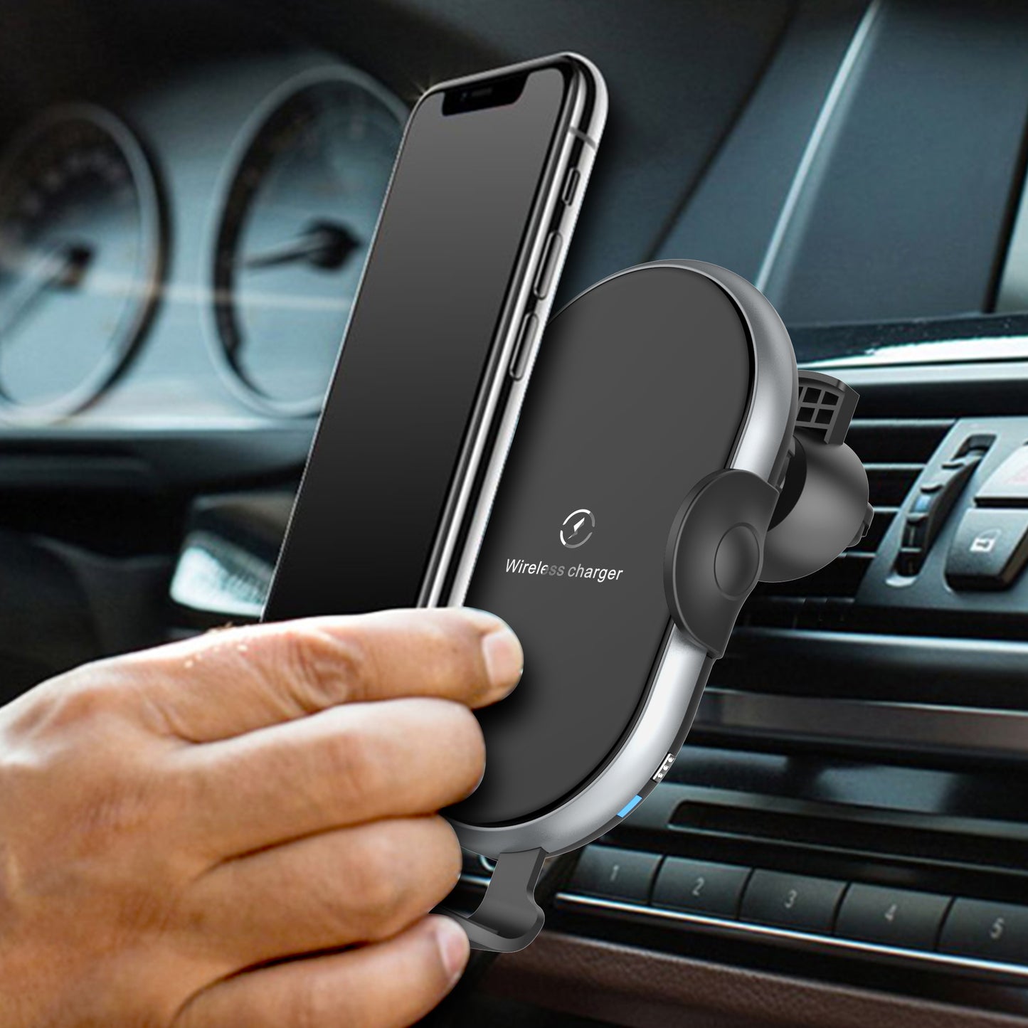 C366: Automatic Clamping Wireless Car Charger,with backlight V28-ELECARC366