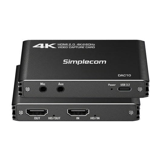 Simplecom DAC10 HDMI 2.0 to USB 4K@60hz Video Capture Card Stream and Record in 4K 60FPS V28-SIMDAC10