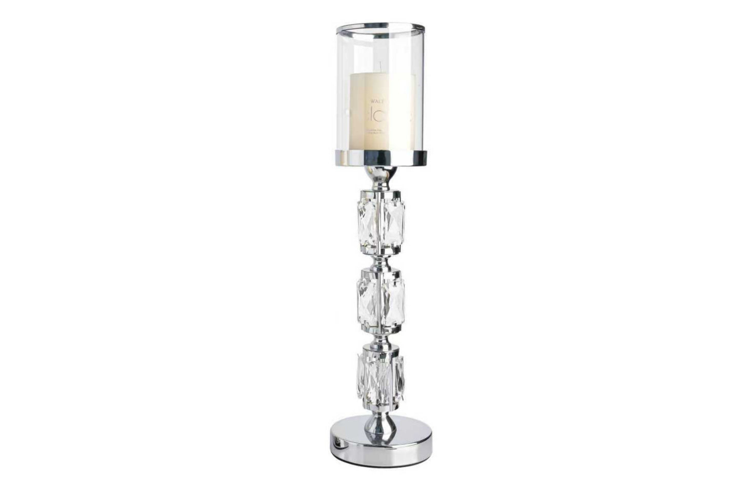 Abode Crystal Candle Holder - Silver - Large V292-HD-CAND-HOLDER-ABODE-L-SILVER