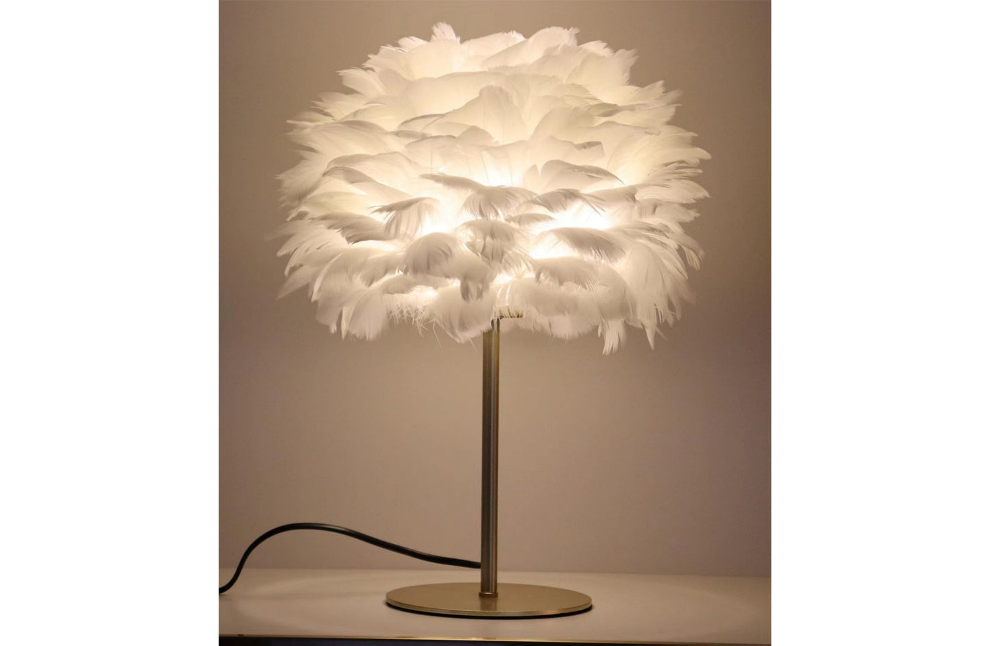 Feather Table Lamp V292-HD-LAMP-FEATHER-TABLE-WHITEGOLD