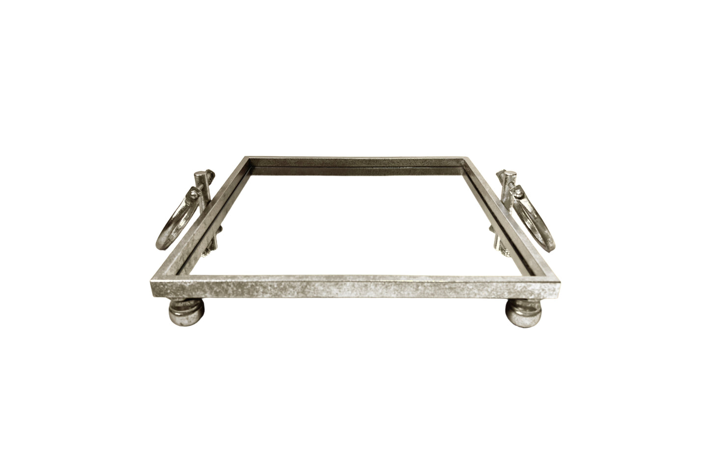 Eliza Mirror Tray with Handles - Square - Silver V292-HD-TR-L-SQ-SILV