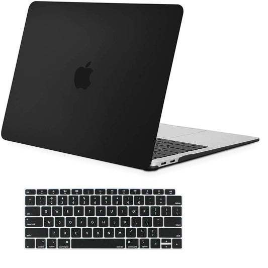 MacBook Air 13 Inch Case 2020 2019 2018, A1932, A2179,A2337 Shell Case Keyboard Cover Black V324-A1932-M-BLACK