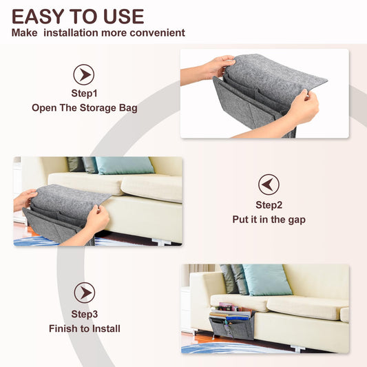 Bed Organiser Bed Caddy Sofa Organiser Bedside Organiser Book Magazines Organiser Grey V324-BEDSIDESTOR-LGREY