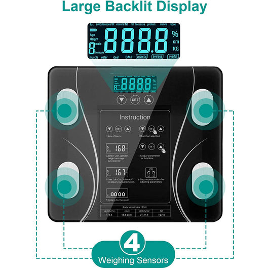 LCD Scales Body Weight Bathroom Bath room Body Fat Gym Fitness Scale BMI BMR V324-CS-HO-SYSCALE