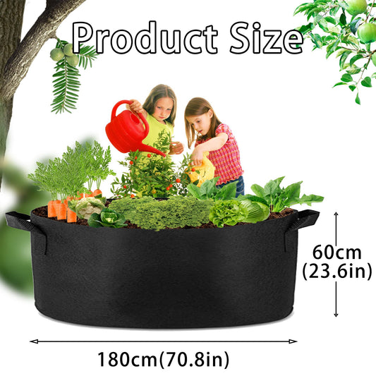 1 Pack 400 Gallon 180cm 60cm Grow Bag Heavy Duty Thickened Plant Pots with Handles for Farming Gardening Tree V324-GD-GROWBG18060CM