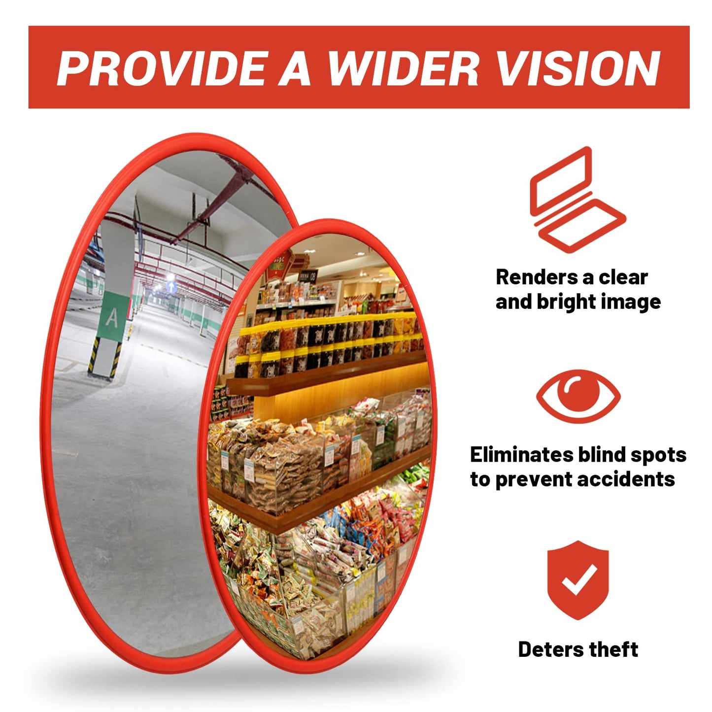 30cm Traffic Blind Spots Curved Convex Mirror Wide Angle for Driveway Warehouse Garage Security V324-IN-CURMIRROR-30CM