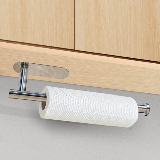 Kitchen Paper Holder Under Cabinet Wall Mount Adhesive Paper Towel Holder Silver V324-JWTCPAPERHO-RDBS