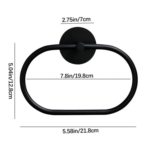 Bathroom Towel Ring Bathroom Towel Rack Adhesive Hand Towels Holder Towel Hanger Black V324-JWTCTOWLRACK-OVBK