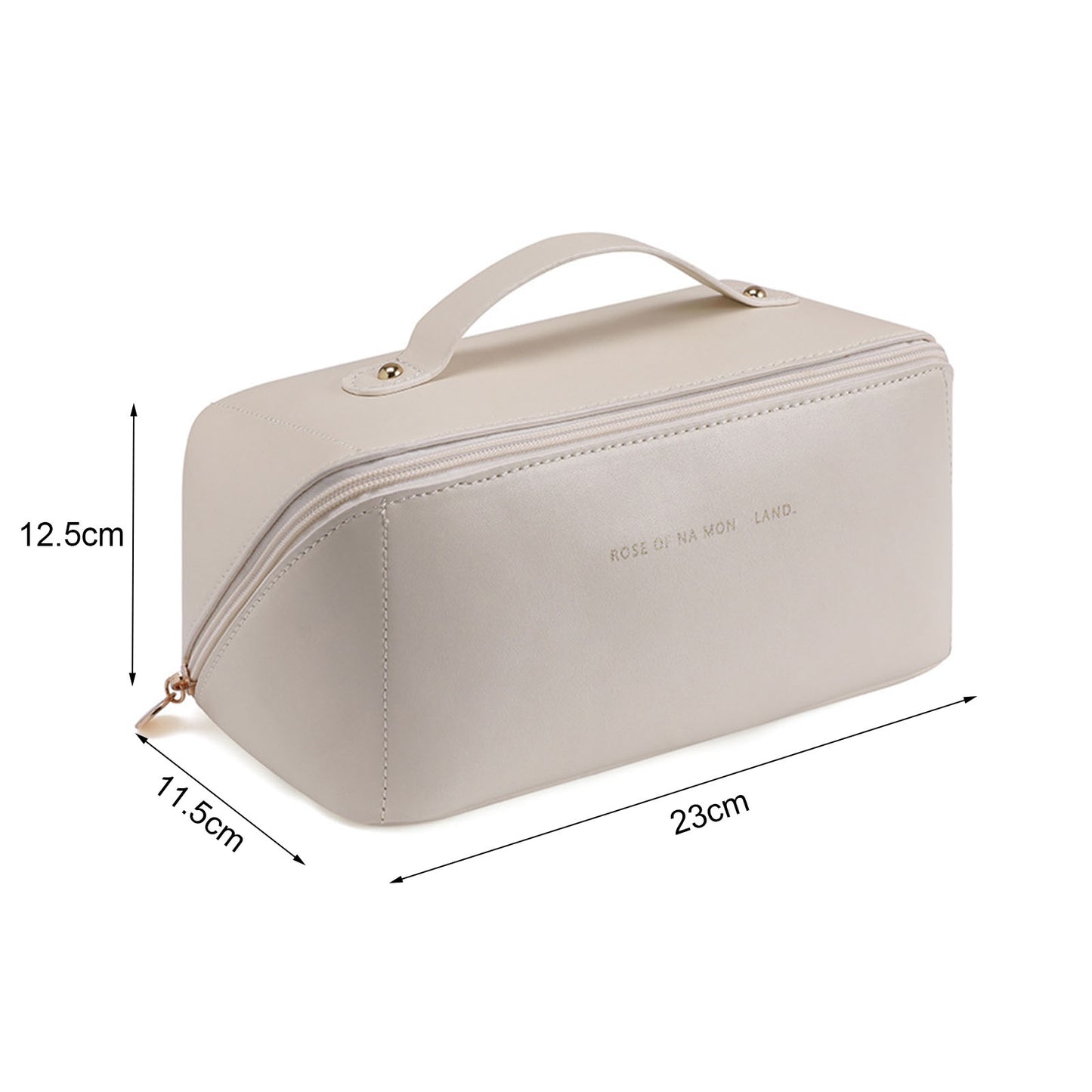 Large Travel Cosmetic Bag Portable Make up Makeup Bag Waterproof PU Leather Storage White V324-MKBAG-WH