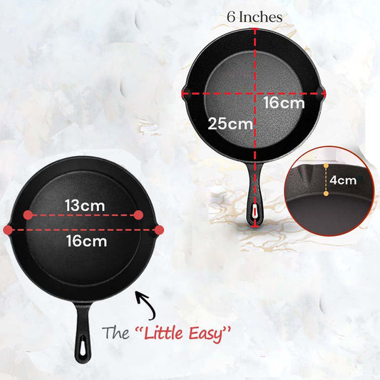 6inch 16cm Cast Iron Skillet Cookware Chef Quality Pre-Seasoned Pan Pans V324-TSD-FRPAN16CM