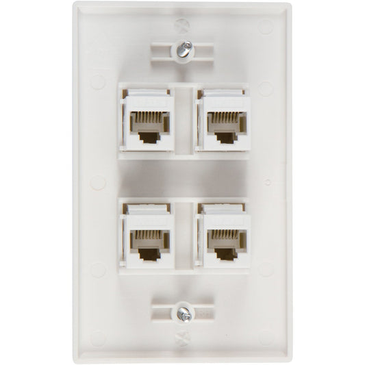 Ethernet Wall Plate 4 Port Cat6 Ethernet Cable Wall Plate Adapter V324-WP2XC6-4RJ45WP