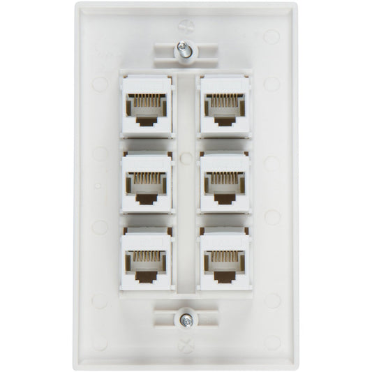 Ethernet Wall Plate 6 Port Cat6 Ethernet Cable Wall Plate Adapter V324-WP2XC6-6RJ45WP