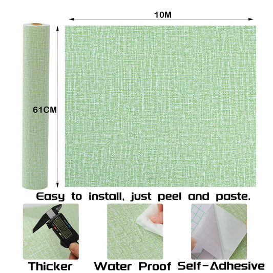 61cm x 10m Green Wallpaper Decor Faux Grasscloth Paper Wall Paper Self Adhesive Removable V324-WPGREEN-10M