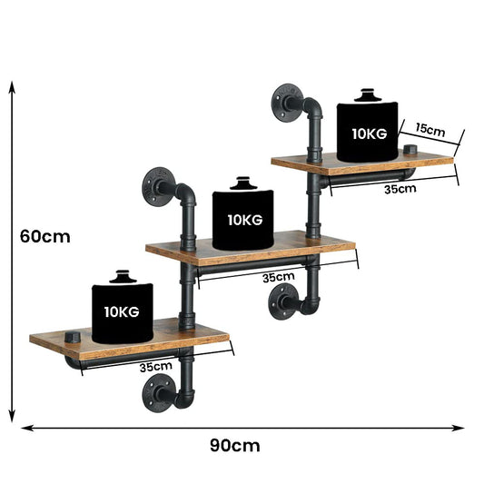 Industrial Pipe Shelving Pipe Shelves Wall Mounted Decor Floating Shelves Retro Rustic Shelf for Bar Kitchen V324-WRACK-3LTPZ