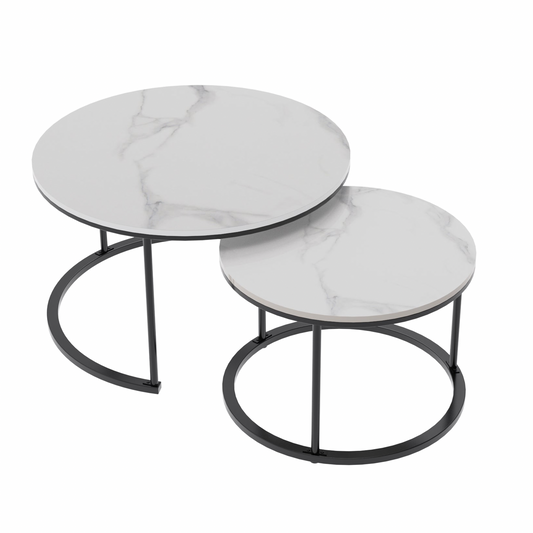 Interior Ave - Executive Stone Nested Coffee Table Set - White & White V355-IA-CT3-MMB