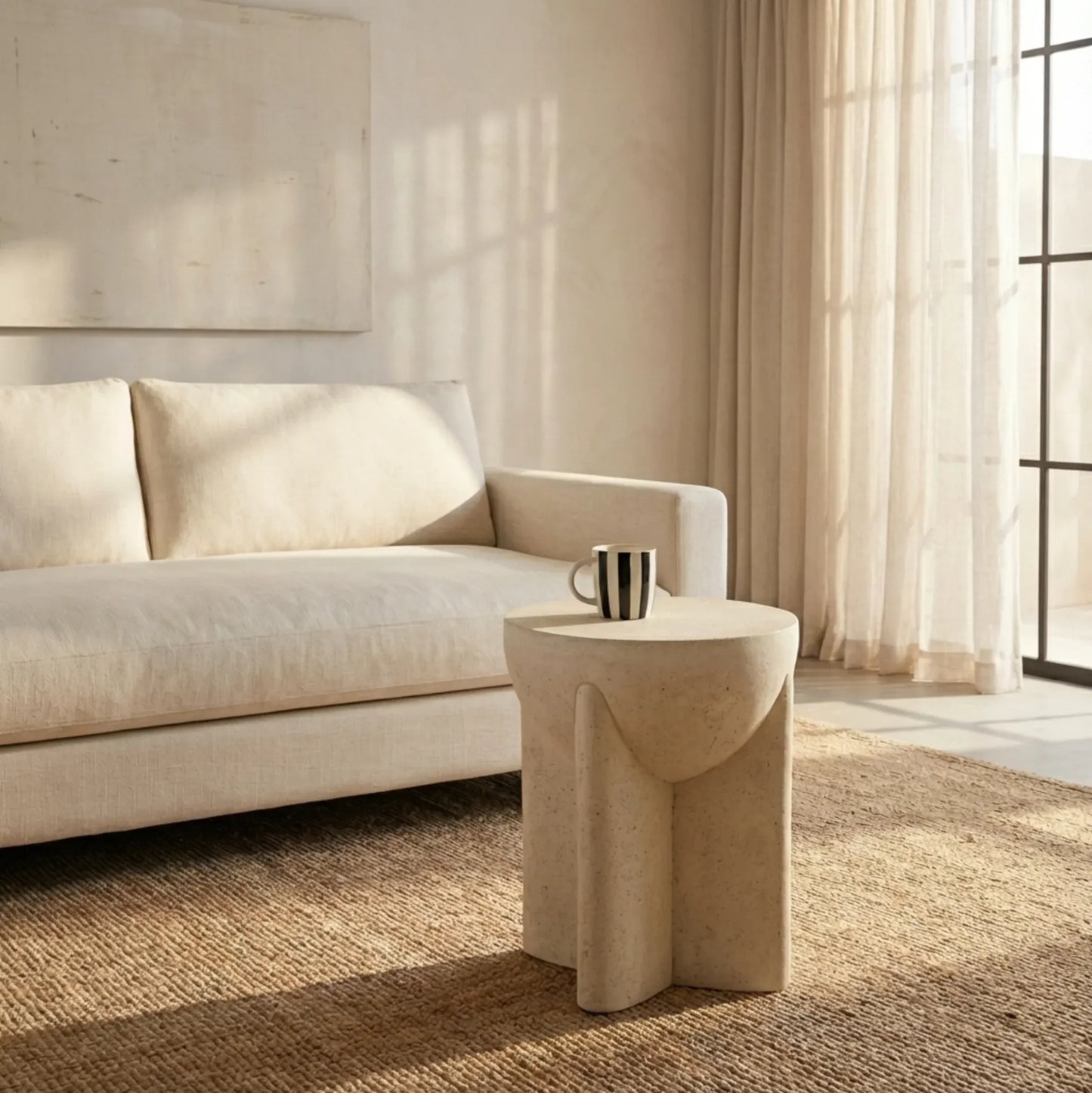 Interior Ave - Zelda Sculptural Stone Side Table - Sand Textured Accent V355-IA-ST-ZEL-SAN