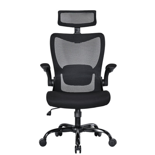 MONA Ergonomic High Back Flipped Armrest Task Chair In Black V369-MC-1098E-BLACK