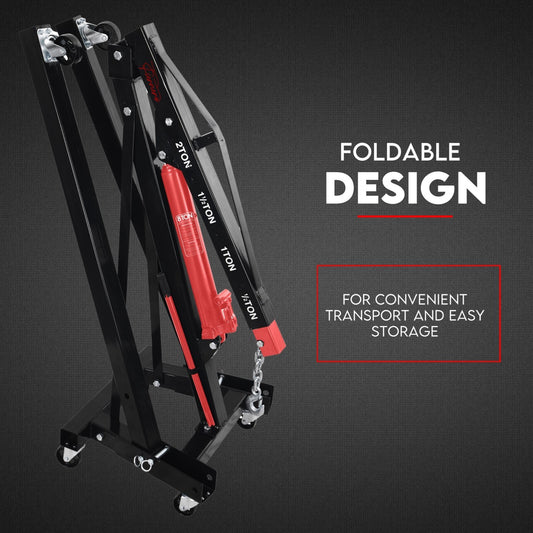 2 Ton Hydraulic Engine Crane Folding Hoist Stand Mobile Lifter Workshop Lift V379-2TFLDCRANE