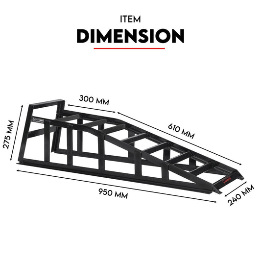 Heavy Duty Car Ramp Set 2000kg Low Profile Car Service Ramps 2x V379-CARRAMPPAI
